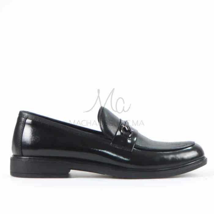 Chaussures de ville - Tyson - 100% Cuir - Noir - Semelle gomme légère - Talon carré