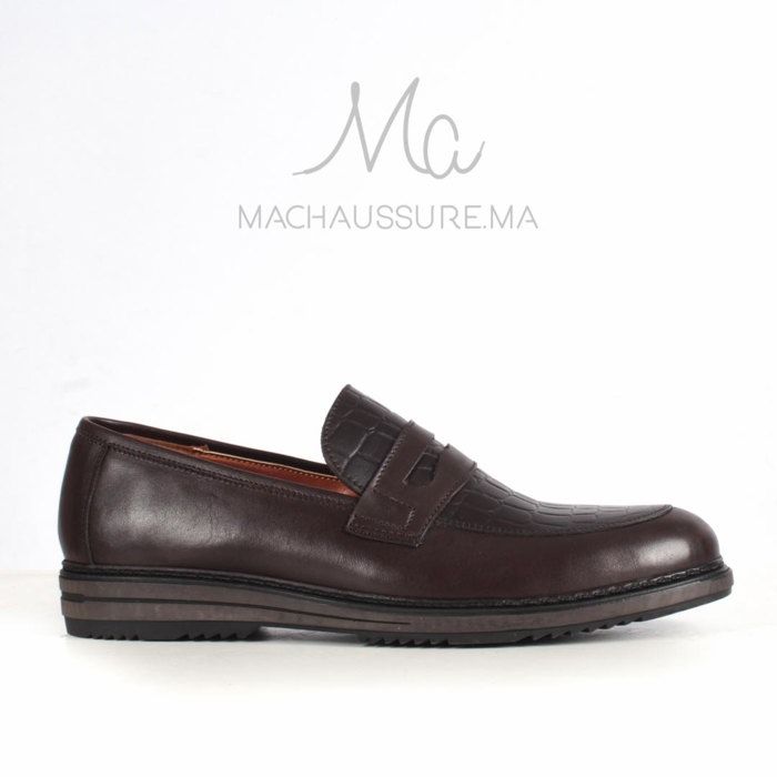 Chaussure de ville - ALBURQUE - Marron - 100% Cuir - Semelle gomme légère - Élastique