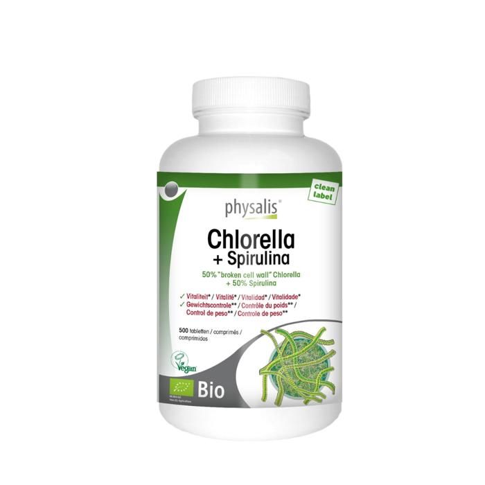 Physalis Chlorella + Spirulina 500 Comprimes
