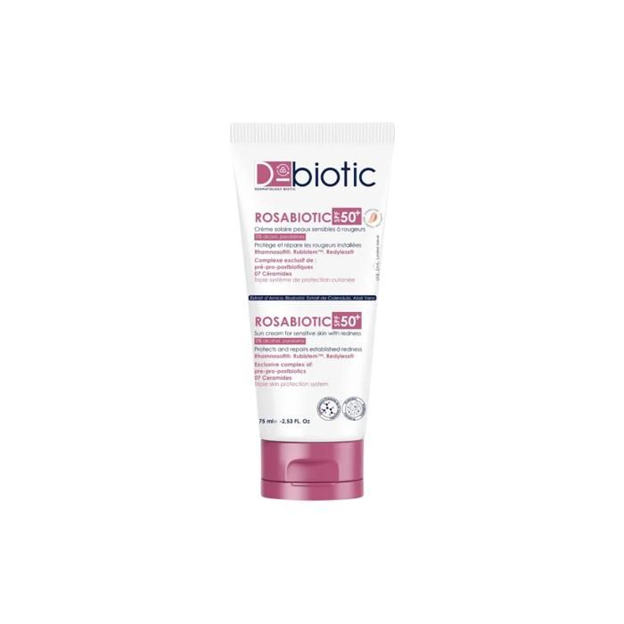 Protection Solaire - D-BIOTIC - Rosabiotic - SPF 50+ - 75 ml - Peaux Sensibles