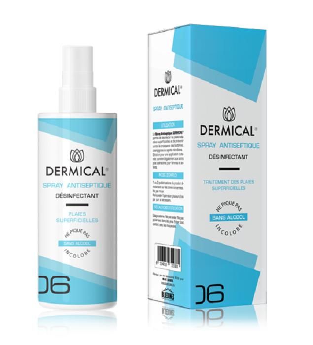 Spray Antiseptique - DERMICAL - 125Ml - Apaisant - Cicatrisant - Pour tous types de peau