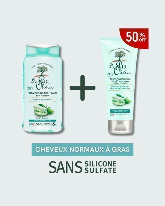 LE PETIT OLIVIER - Pack Shampoing + Après-Shampoing Purifiant ALOE VERA & THÉ VERT