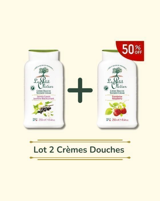 Le petit olivier-Lot 2 Crèmes Douche FLEUR JASMIN CASSIS & FRAMBOISE