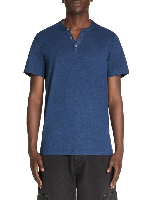 T-shirt straight col tunisien en coton mélangé