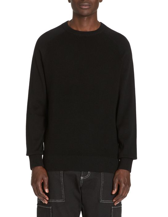 Pull col rond gauffré 100% coton