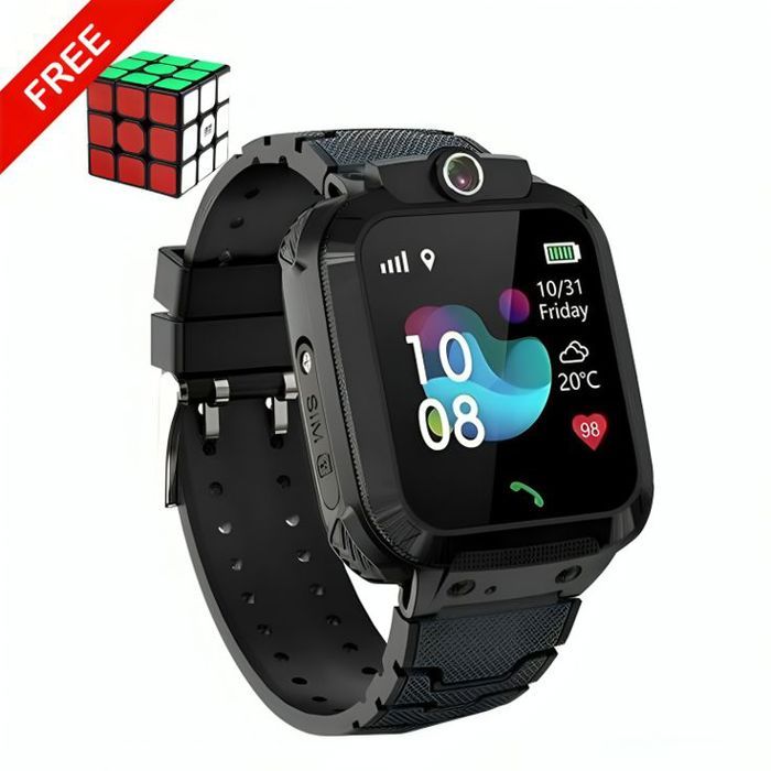 Montre Intelligente pour Enfant NOIR -Smart watch + Puzzle de vitesse 3x3 GRATUIT