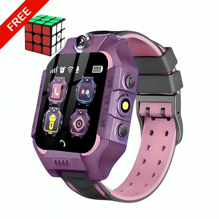 Montre Intelligente pour Enfant MAUVE -Smart watch + Puzzle de vitesse 3x3 GRATUIT