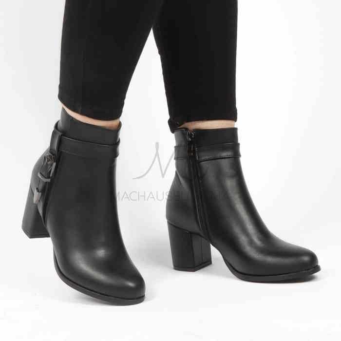 Bottines - Kalvy - Noir - Synthétique - Hauteur Moyenne - Femme