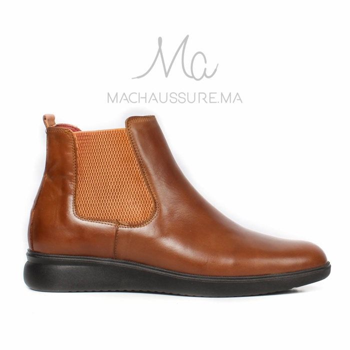 BOOTS - Hommes - Cuir - Tabac - Taille 39 - Semelle légère et confortable