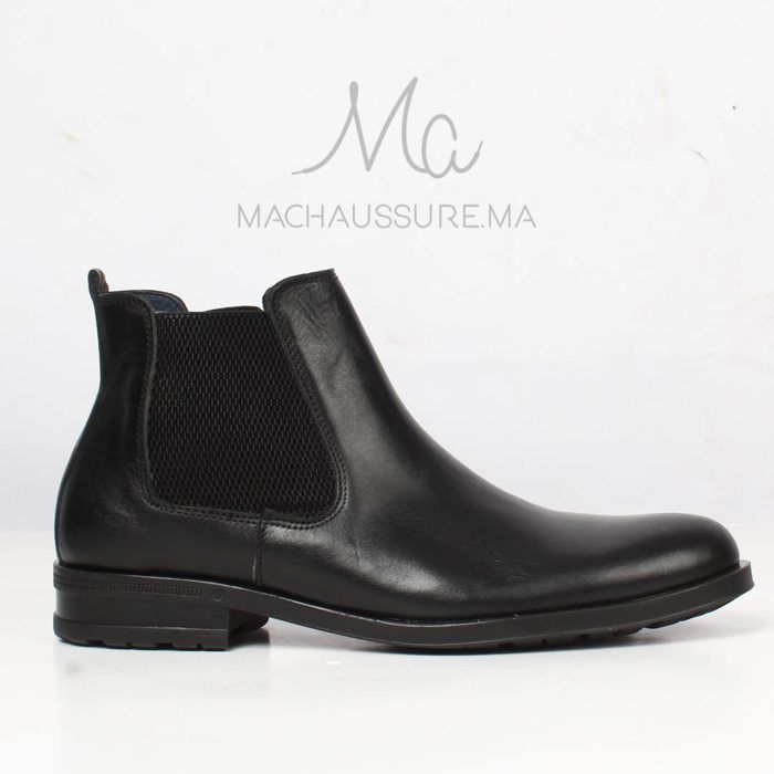Boots - CHELSEA - Noir - Cuir - Semelle gomme - Confortables