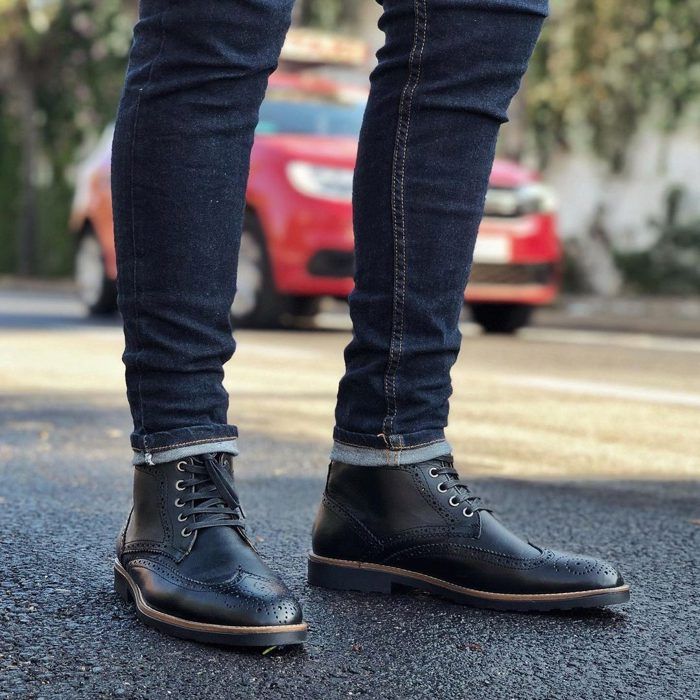 Boots - Brave Sight - Cuir Noir - Taille 43 - Confortables - Semelle légère