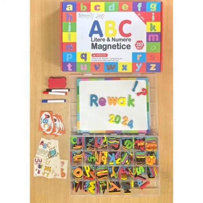 Jouet éducatif pour enfant lettres d'alphabets magnétiques avec panneau double faces 253 pcs