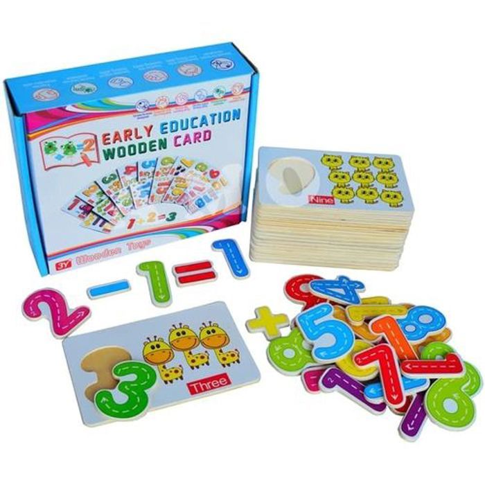 Jouet enfant Carte de lettres numérique,l'alphabet et d'orthographe pour enfants ensemble de chiffres en bois