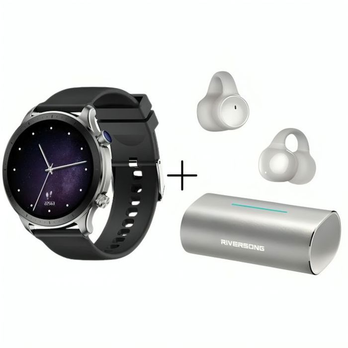 Pack - Smart Watch Motive 9Pro + Ecouteur Riversong sans fil AIR CLIP L3 30H PLAYING TIME