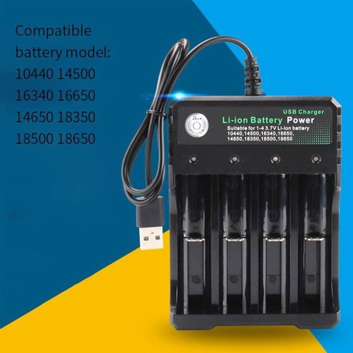 Chargeur de piles pour lithium,chargeur USB,18650 V,3.7V,10440,14500,16340,16650,14650,18350,4 emplacements,