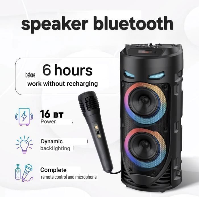 Haut parleur Bluetooth stéréo RGB avec microphone câble et télécommande / carte mémoire / USB / FM