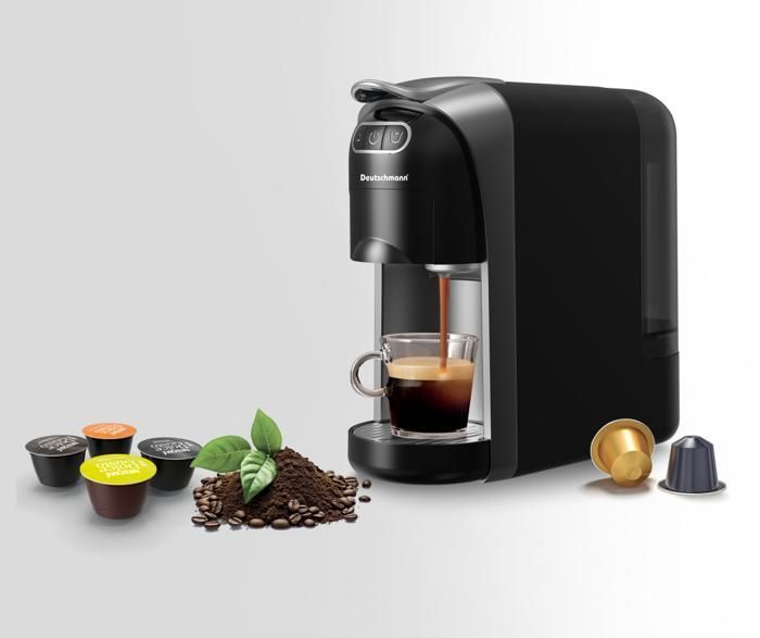 DEUTSCHMANN - Machine à Café 3 en 1 (Capsules Nespresso / Dolce Gusto / Café moulu)- DM-9931 - 20 Bar - Noir
