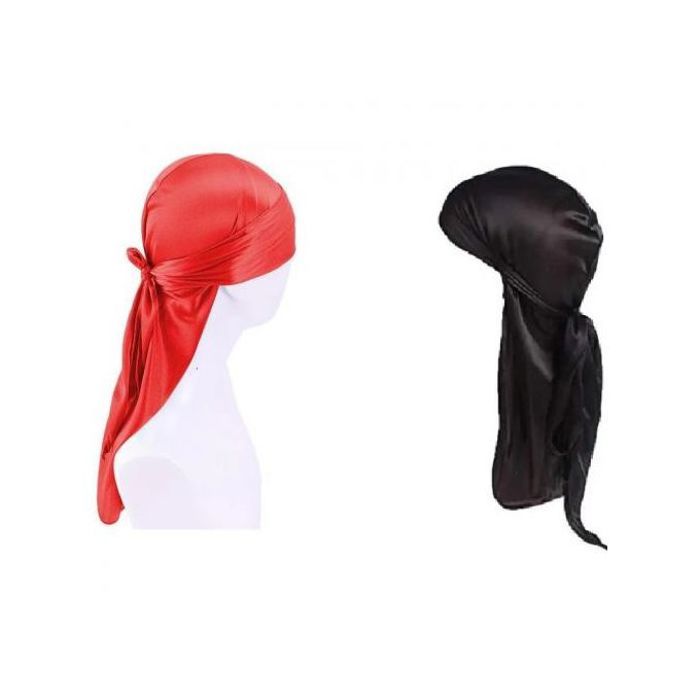 Durag byn10 2 foulards pour waves - Noir et Rouge