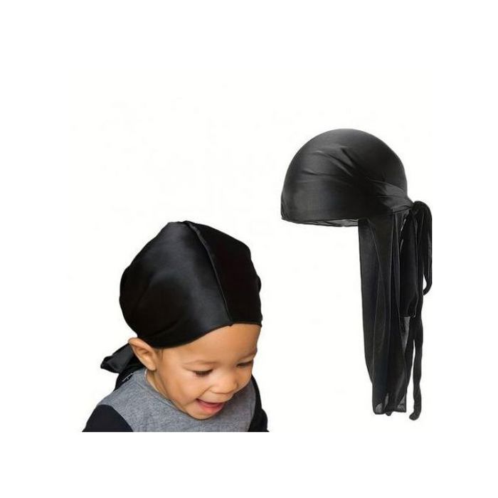 Durag Sportif Noir pour Enfants - Bonnet Basique et Confortable
