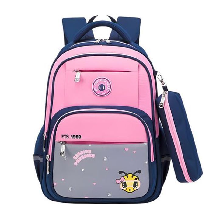 cartable enfant, Sac à dos + trousse, sac de voyage, pratique, de haute qualité Rose