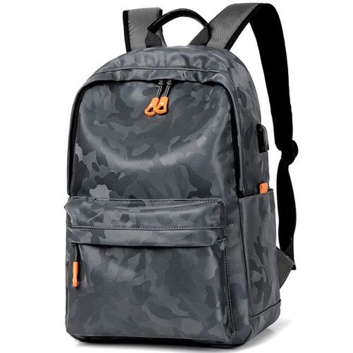 Sac à dos pour PC étanche, sac de voyage de sport, sac d'école pratique Gris