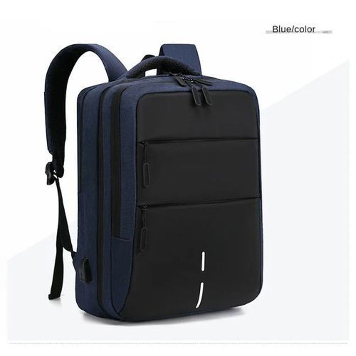 Sac à dos pour PC 16" de grande capacité, sac d'affaire,voyage étanche, port USB Bleu