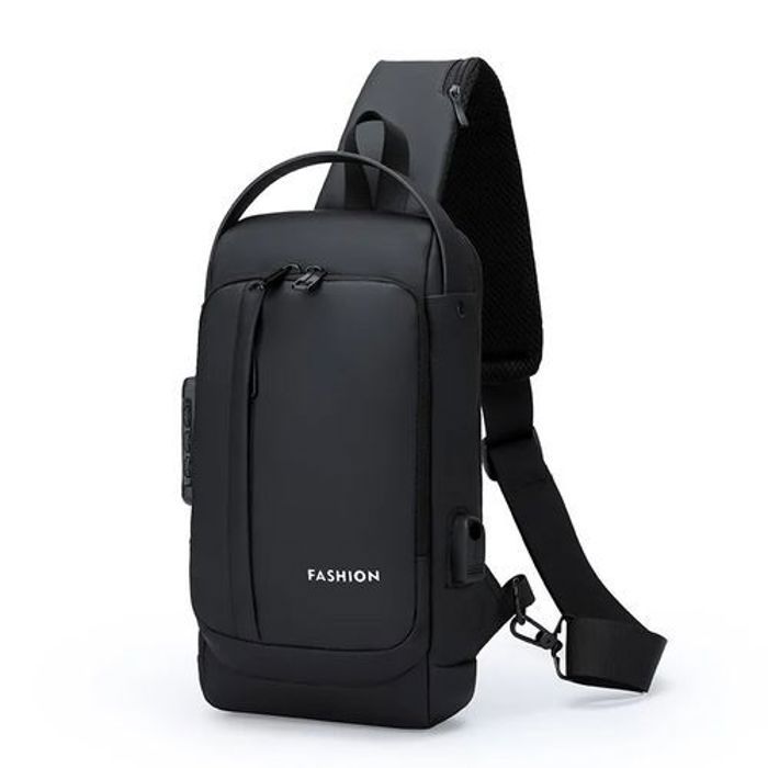 Sac à bandoulière, Sac de poitrine, antivol imperméables, port USB, pack poches Noir
