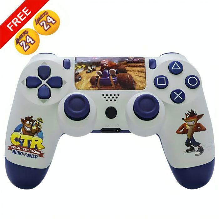 Manette PS4 Crash Team Racing Haute Qualité  + Poignées de pouce pour votre manette Gratuit