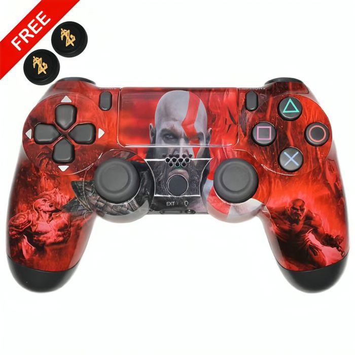 Manette PS4 GOD OF WAR 3 Haute Qualité  + Poignées de pouce pour votre manette Gratuit