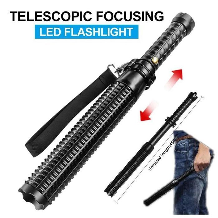 Lampe de poche LED en alliage d'aluminium,batte de baseball,focalisable,zoomable,super lumineuse,autodéfense,mâche, lumière,DulBaton