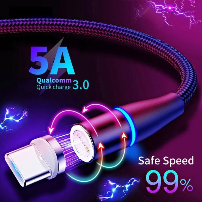 câble de charge de téléphone portable multifonction,Câble de données de magnétisation super rapide 5A,3 en 1