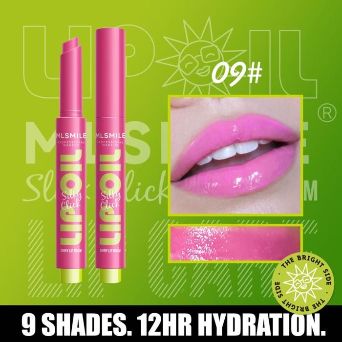 MLSMILE Stylo Baume à Lèvres à Pression Lip Oil Lipstick Silky Click Stick #09