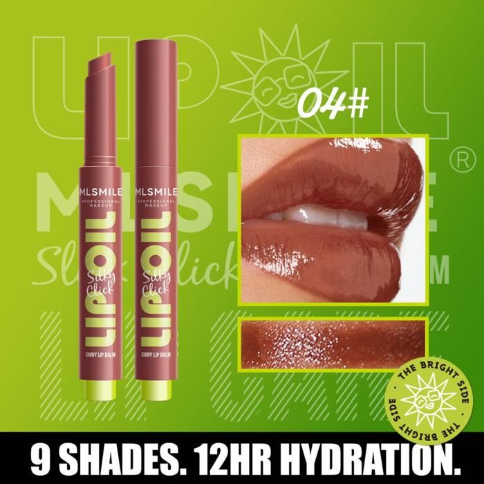 MLSMILE Stylo Baume à Lèvres à Pression Lip Oil Lipstick Silky Click Stick #04