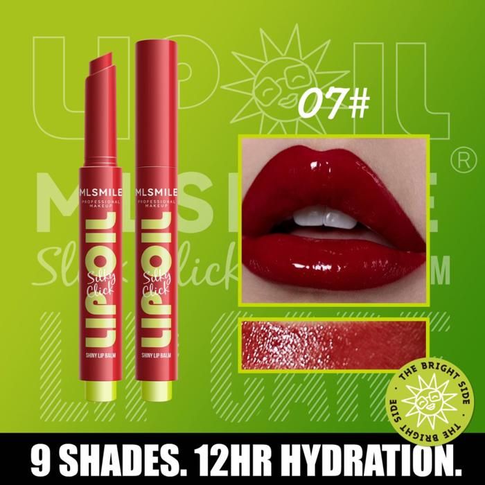 MLSMILE Stylo Baume à Lèvres à Pression Lip Oil Lipstick Silky Click Stick #07