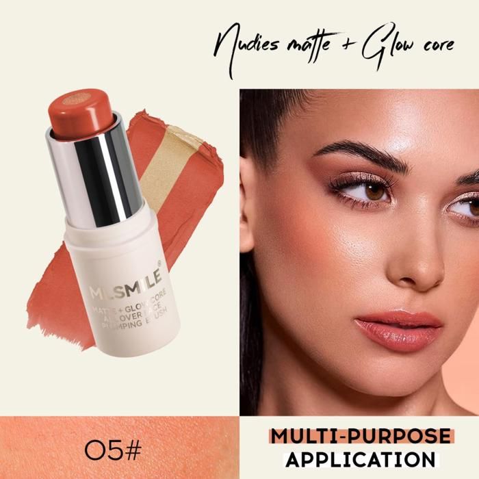 MLSMILE Fard à joues Solid 2N1 Blush Cream Highlight Stick Matte And Glow Core #05 - 7g
