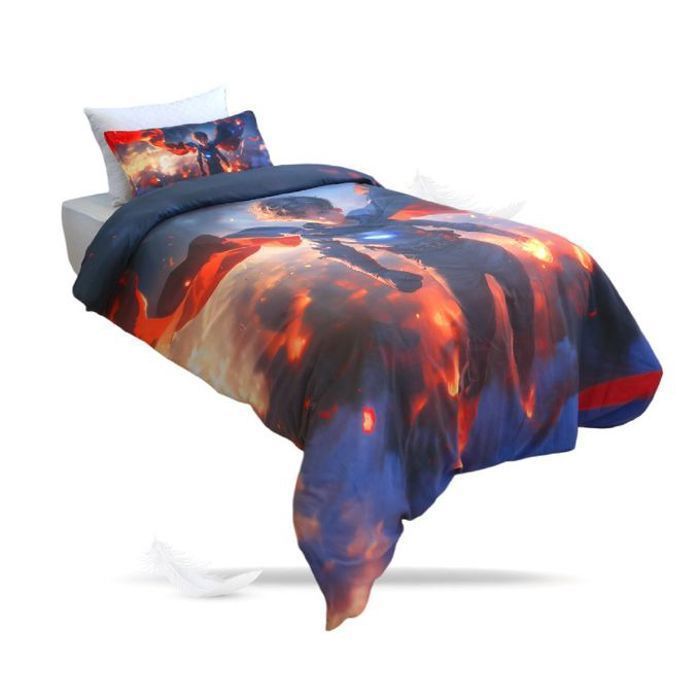 Housse de couette - DWIRTY - Chevalier des Cendres - 160x220 cm - Doux & Antiallergique - Super héros