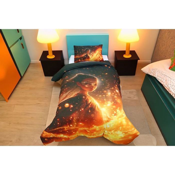 Housse de couette Fille " Gloire Galactique" + 1TO Offerte 1Place(160x220 cm) // -Doux & Antiallergique -
