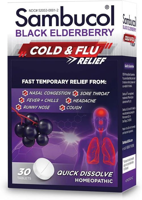 Sambucol black elderberry cold and flu relief 30 tablettess