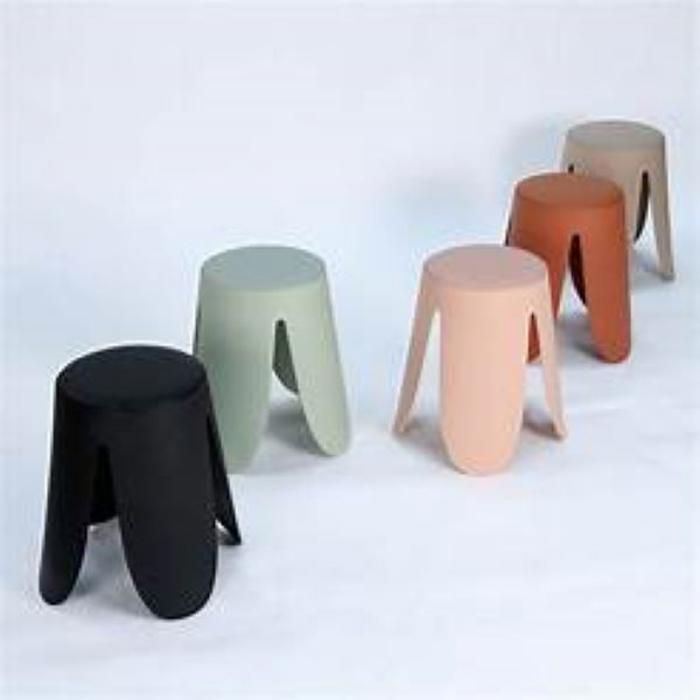 TABOURET ROND 43*43*46 BLANC-NOIR-MARRON EN TISSU