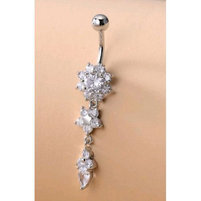 Anneau à nombril - Argent - Femme - Cuivre - Strass - Tendance