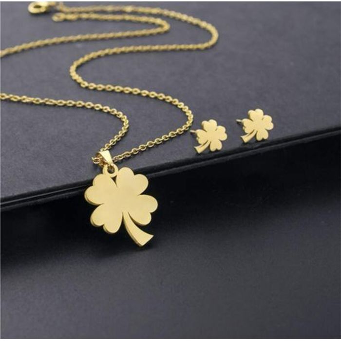 Accessoire en Acier Inoxydable - Non spécifié - Trèfle À Quatre Feuilles - 3 pièces - Doré - Jaune
