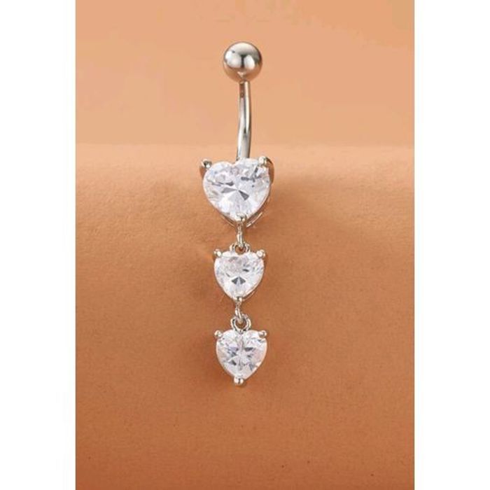 Anneau à nombril - Bijoux - Femme - Argent - Strass - Cuivre