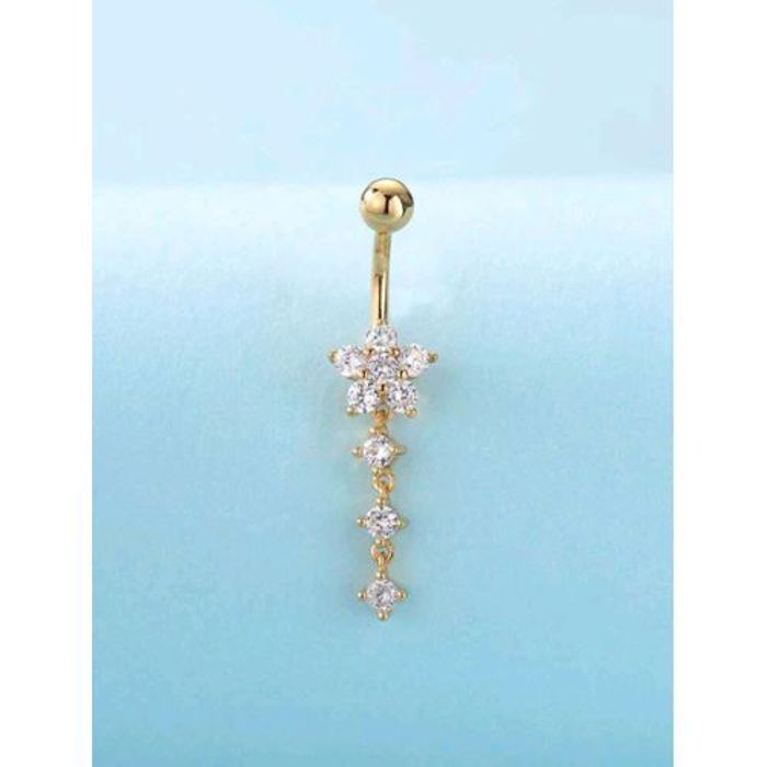 Piercing nombril - Doré - Acier - Strass - Femme - Jaune
