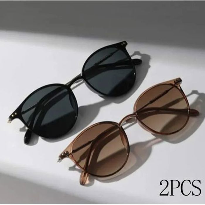 Lunettes de soleil rondes pour femmes/hommes, 2 paires par ensemble