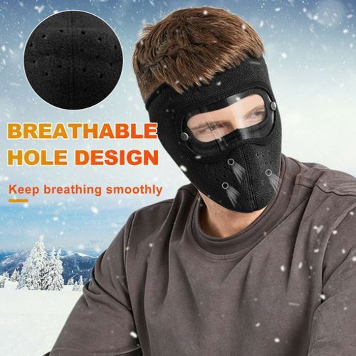 Masque Moto Velo Cagoule Bonnet Chaud, Protége Visage du Froid, avec lunettes