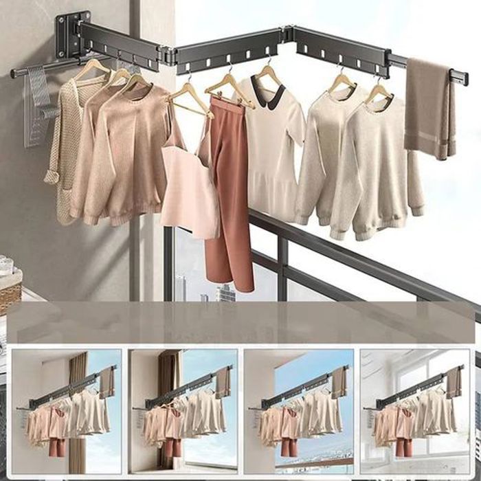 Étendoir à linge mural rétractable pliant, étendoir à linge, cintre de rangement
