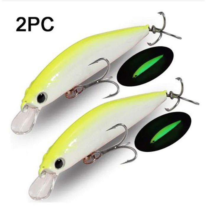 Pack 2 Piece Leurre Minnow Triple Crochets 13g 11,4 cm Couleur Fluorescent