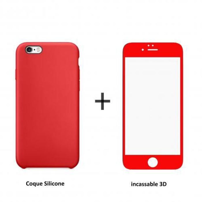 Coque Silicone Pour iPhone 6 / 6s (Rouge) Avec Incassable 3D