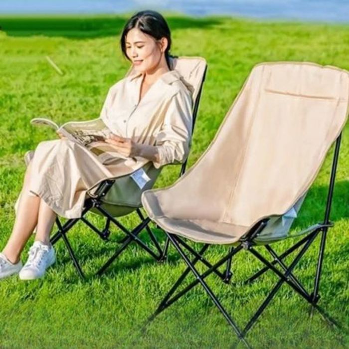 Chaise lunaire portable avec dossier haut pour plage, pêche