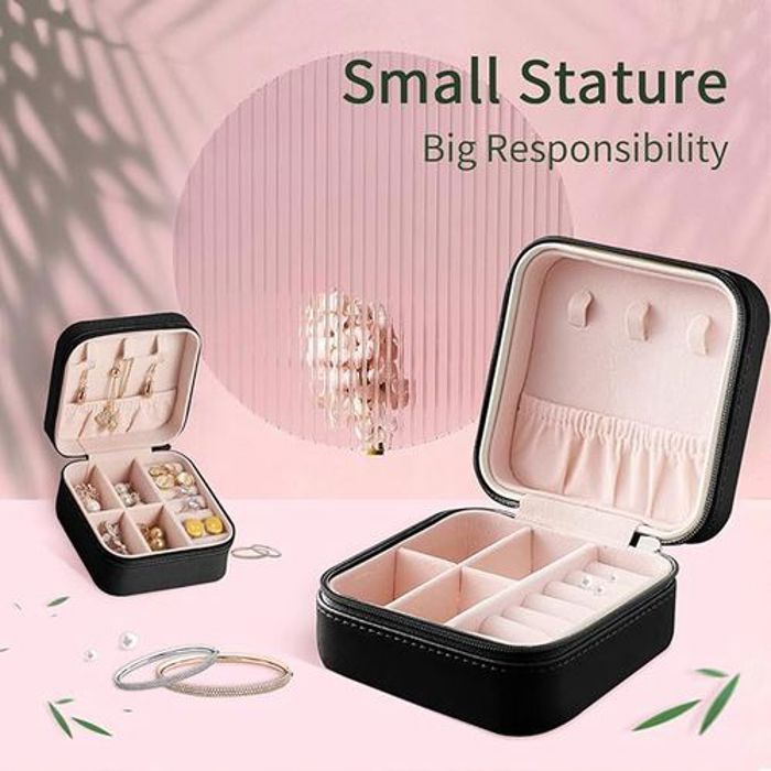 Boîte à bijoux carrée et sac de rangement pour colliers - bagues et boucles d'oreilles